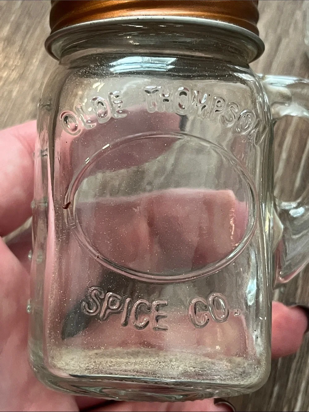 Olde Thompson Clear Glass Salt and Pepper Jar with Copper Lid and Side Handle